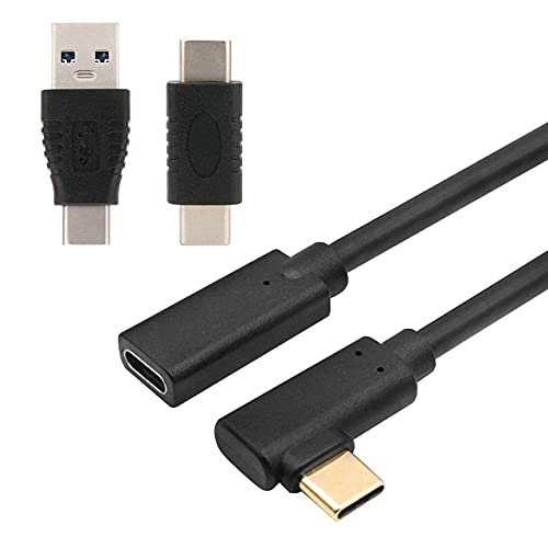 USB c 3.1 Stecker Buchse Verlängerungskabel, 3.0 Adapter Stecker auf Stecker, USB 3.0 Stecker auf Typ c Stecker, Steckerverlängerung (2 Stück+Ellbogen1m) von QiCheng&LYS