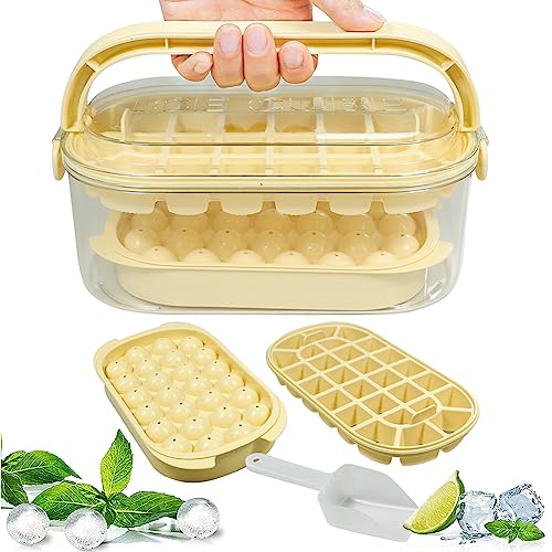 QiGui Eiswürfelform mit Deckel und Behälter Eiswürfelbehälter Tragbar Eiswürfelbox 54 Fach Ice Cube Tray wit 1 Eisschaufel 1 Quadratische & 1 Runde Eiswürfel Perfekt für Whiskey Cocktail Tee Kaffee QiGui Eiswürfelform mit Deckel und Behälter Eiswürfelbehälter Tragbar Eiswürfelbox 54 Fach Ice Cube Tray wit 1 Eisschaufel 1 Quadratische & 1 Runde Eiswürfel Perfekt für Whiskey Cocktail Tee Kaffee von QiGui