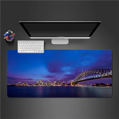 Mauspad Gaming Brückennacht Mauspad XXL 900x400x3mm Verlängertes Großes Schreibtischauflage mit Einer speziellen Oberfläche verbessert Geschwindigkeit und Präzision für PC Laptop von QiHon
