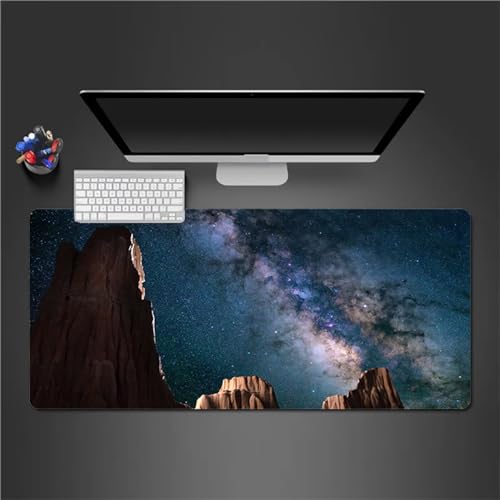 Mauspad Gaming Felsige Sternennacht Mauspad XXL 700x400x3mm Verlängertes Großes Schreibtischauflage mit Einer speziellen Oberfläche verbessert Geschwindigkeit und Präzision für PC Laptop von QiHon