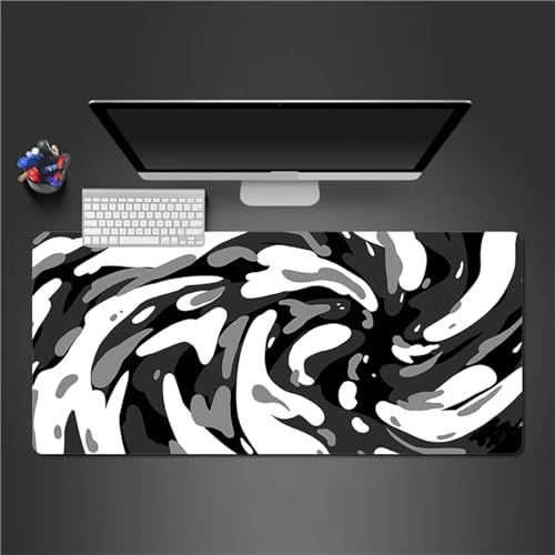 Mauspad Gaming Schwarz Weiss Mauspad XXL 900x400x3mm Verlängertes Großes Schreibtischauflage mit Einer speziellen Oberfläche verbessert Geschwindigkeit und Präzision für PC Laptop von QiHon