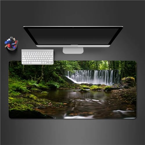 Mauspad Gaming Wasserfalllandschaft Mauspad XXL 800x400x3mm Verlängertes Großes Schreibtischauflage mit Einer speziellen Oberfläche verbessert Geschwindigkeit und Präzision für PC Laptop von QiHon