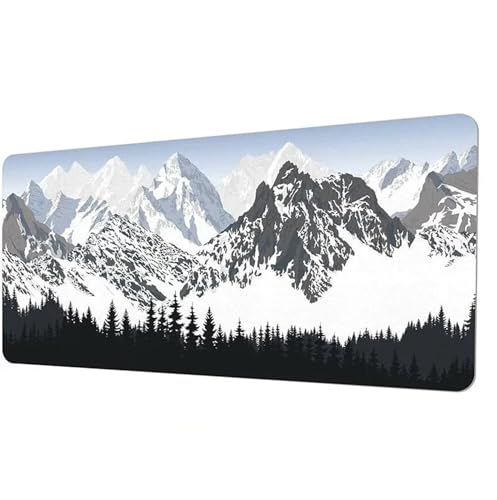 Mauspad XXL Gaming 600x300x3mm Mauspad Groß Berge Wald Mousepad rutschfeste Gummiunterseite Schreibtischunterlage für Gamer Büro und Zuhause von QiHon