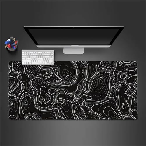 XXL Mauspad 900x400x3mm Gaming Mauspad Verlängertes Großes Schreibtischauflage mit Einer speziellen Oberfläche verbessert Geschwindigkeit und Präzision für PC Laptop (Schwarze Topographie) von QiHon