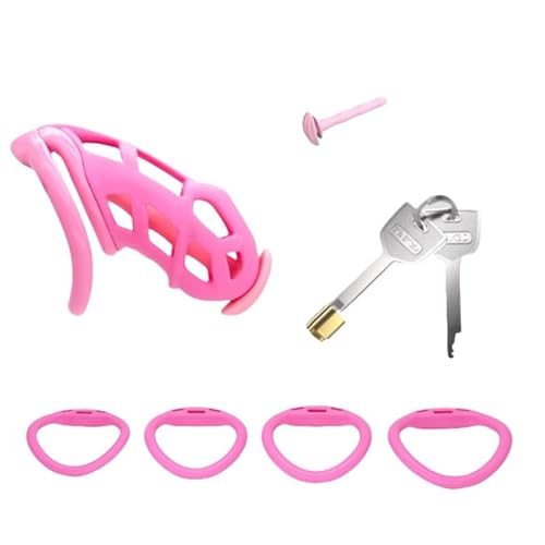 QiKKago (M) Spezielles rosa Kunststoff Fitness Käfig Zubehör, Fitnessschutz Form + rosa Silikonrohr, 4 Größen der Ringe, Schlüssel-K - 3 von QiKKago
