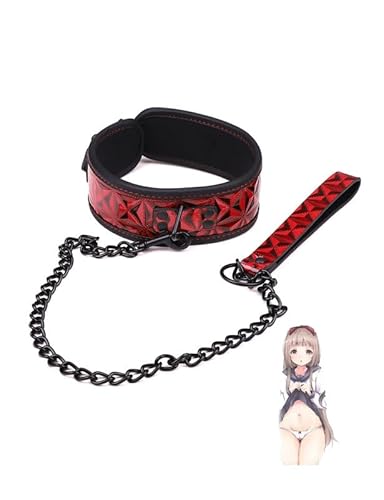 Rotschwarzes Pu-Leder Multifunktion Katzenhalsband, Elegantes Cosplay-Halsband Mit Edelstahl-Zugseil -D18 Rotschwarzes Pu-Leder Multifunktion Katzenhalsband, Elegantes Cosplay-Halsband Mit Edelstahl-Zugseil -D18 von QiKKago