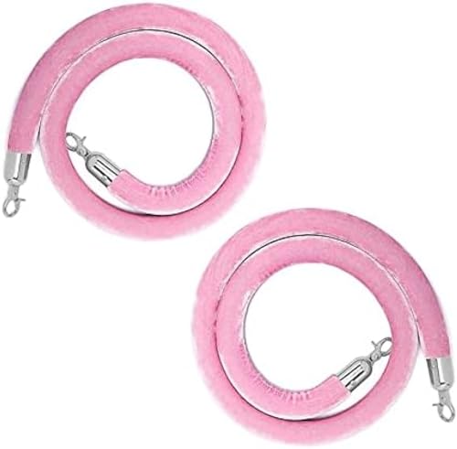 2 Pack Velvet Ropes Pink, 60 90 100 150 200 300cm Stanchion Rope with Polished Silver Hooks, Crowd Control Ropes Barrier for Red Carpet Party Decorations,Pink,100cm/39in von QiXiaYuHui