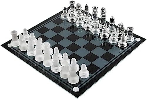 Tragbares Schachspiel aus Kristallglas, bruchsicher, Elegante Schachfiguren aus Glas, Schachspiel, Schachspiel, Schachspiel, Puzzle, Schachhandwerk, Lernspiele, einfarbig, M. von QiXiaYuHui