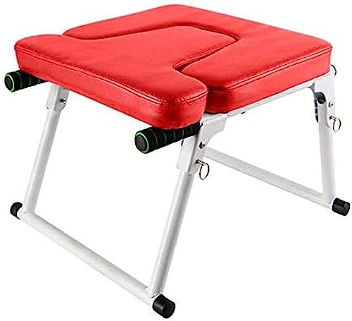 Yoga-Umkehrhocker, klappbarer Yoga-Umkehrhocker-Stuhl für den Innenbereich mit PU-Leder, weich und bequem, für Heimübungen mit Fitnessgeräten im Innenbereich, maximale Belastung 200 kg, Rot von QiXiaYuHui