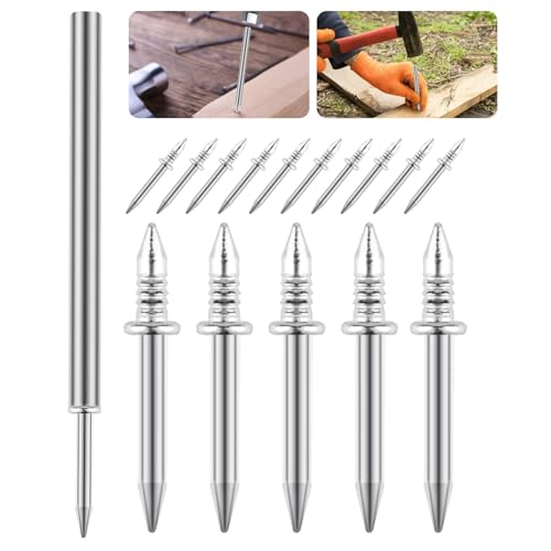 100 Stück Doppelkopf Sockelleisten Nägel, Nahtloser Nagel mit Doppelköpfigem Sockelfaden Nagel, Doppelköpfige Nägel Wand Stahlnägel, Unsichtbare Sicherheitsschrauben mit 1 Hülsenwerkzeug von QiXinGYL