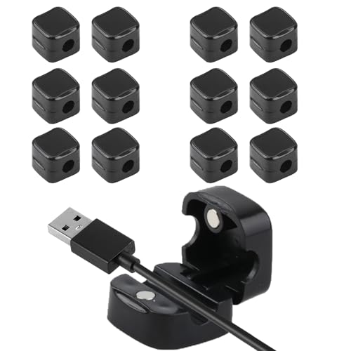 12 Stück Kabelhalter kabelhalter selbstklebend, Kabel Organizer Kabelhalter Magnetische, Selbstklebende Kabelmanagement für Ladekabeln HDMI USB Datenkabelorganisator mit Magnet (Schwarz) von QiXinGYL