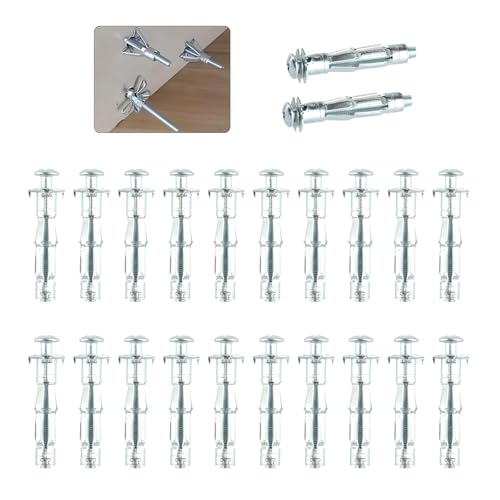 22 Stück Hohlwanddübel Hohlraumdübel Set, m6x52mm Hohlraumdübel Metalldübel für Gipskartonplatten, Metall verzinkt Hohlraumbefestigungen, Schrauben und Dübel Set für Hohlwänden Holzspan von QiXinGYL
