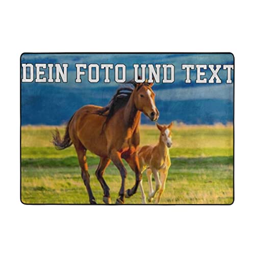 QIYI Fototeppich, Personalisierte Flanell Teppiche Mit Eigenem Foto/Namen/Text, Area Rug Selbst Gestalten, Fotogeschenk Teppiche Wohnzimmer, Größe: 160x120cm von QIYI