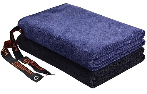 Qiafeiye Fitnesshandtücher für Männer & Frauen Sporthandtuch Übung Workout Microfaser Handtuch Schnelltrocknend Schweißhandtücher Camping Wandern 50cm X100cm(Navy +Schwarz) von Qiafeiye