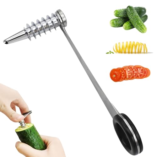 Piranha Spiral Cutter - Upgrade Stainless Steel Spiral Cutter, Kitchen Cucumber Slicer for Potato, Tomatoes and Other Vegetables (1PCS) von Qiamia