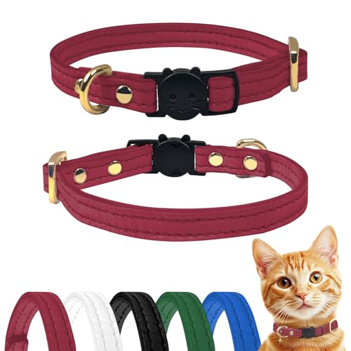 Qianruida Katzenhalsband Halsband Katze Halsbänd Kitten Katzenhalsbänder mit Sicherheitsverschluss Katze Halsband Verstellbar- Rosa von QianRuiDa