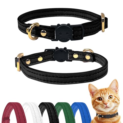 Qianruida Katzenhalsband Halsband Katze Halsbänd Kitten Katzenhalsbänder mit Sicherheitsverschluss Katze Halsband Verstellbar- Schwarz von QianRuiDa