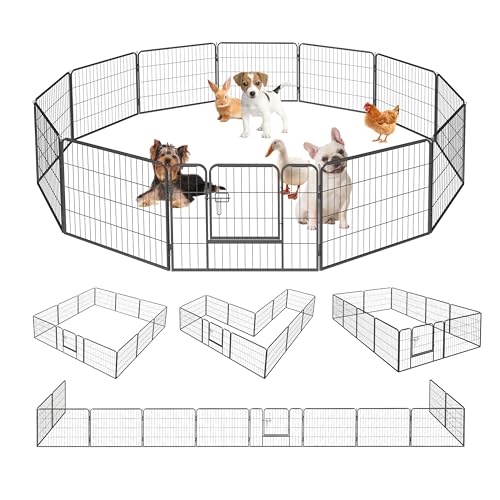 Qianruida Welpenauslauf 60cm Hoch Welpenlaufstall Hundelaufstall Hundezaun Zaun für Hunde Katzen Kleintiere Laufstall Hunde Drinnen und Draußen 12-Stück Schwarz von QianRuiDa