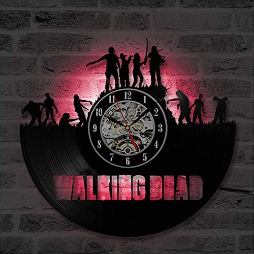 QianZhou-Uk Vinyl Rekord Wanduhr Dead Zombie Walking, Kreativ LED Licht nachtlicht 12 Zoll Vinyl Rekord Uhr Dekoration von QianZhou-Uk