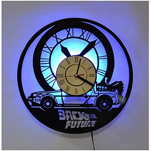 QianZhou-Uk Zurück Zukunft Vinyl Record Wanduhr, LED Leuchtende 12 Zoll Retro Vinyl Record Clock Dekoration Sieben Farben von QianZhou-Uk