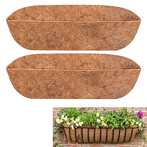 2 Stück Trog Coco Ersatzeinlagen, 61/76/91/121 cm, wandmontierte Kokos-Auskleidung für Fensterbox und hängende Pflanzgefäße (61 cm, 2 Stück) von Qianderer