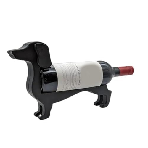 Qianderer Dackel-Weinflaschenhalter, Rotweinständer, lustiges Weinregal für Zuhause (Schwarz, Einheitsgröße) von Qianderer