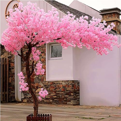 Qiang Künstlicher Kirschblütenbaum Wunschbaum Innendekoration Großer Kirschbaum Indoor Outdoor Einkaufszentrum Hotel Hochzeitsdekoration Landschaftsbau,Pink-2.5x2.5m/8.2x8.2ft von Qiang
