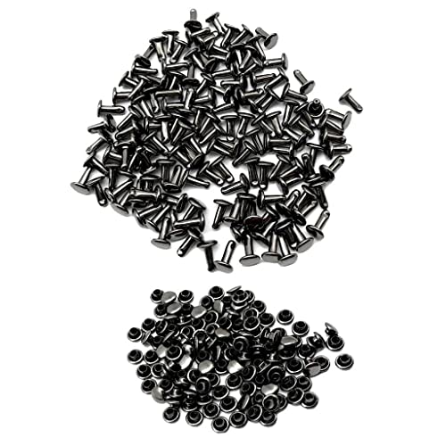 Qianly 100 Stück 6x8mm Rundnieten für Reparatur und Dekoration - Hochwertige Metallnieten, Grau schwarz von Qianly