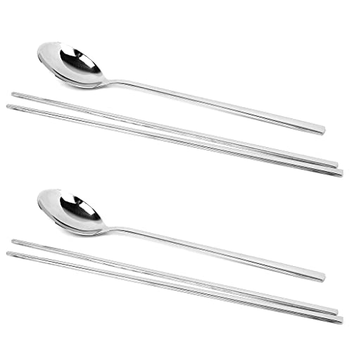 Qianly 2 Paar Essstäbchen Aus Edelstahl Abendessen Besteck Besteck Utensilien von Qianly