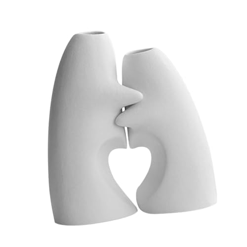 Qianly 2 Stück Blumenvase Dekovase Tischdekoration Blumentopf Pflanzenhalter mit Einzigartiger Form für Einen Frischen für Büro Und Die Wohnung, Weiß von Qianly