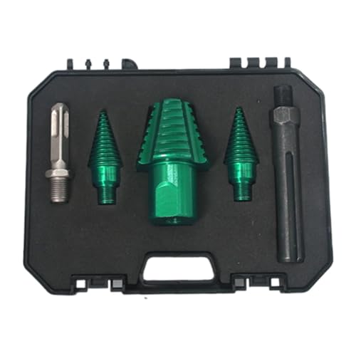 Qianly 5-teiliges Holz Bohrer set mit Anzündholz Brennholz Und Kegelbohrer aus Karbonstahl für die Einfache Holzspaltung für Familien, Quadratischer Griff von Qianly