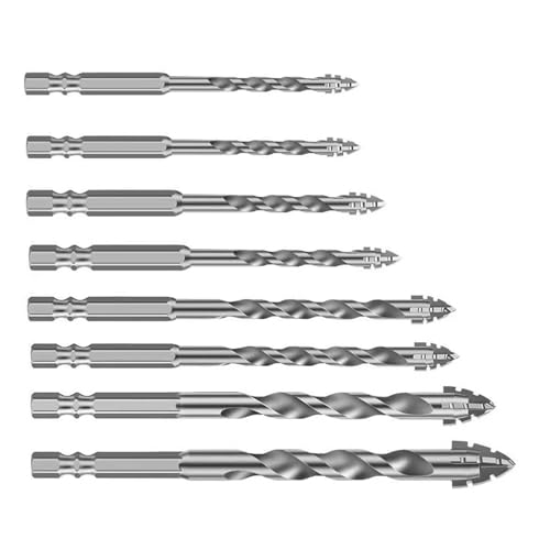 Qianly 8 Stück Exzenter Spiralbohrer Als Betonbohrer Und Mauerwerkbohrer Aus Hartmetall mit Vier Schneiden für Reduzierte Vibration für Bohren in Fliese, 8 Stück Qianly 8 Stück Exzenter Spiralbohrer Als Betonbohrer Und Mauerwerkbohrer Aus Hartmetall mit Vier Schneiden für Reduzierte Vibration für Bohren in Fliese, 8 Stück von Qianly