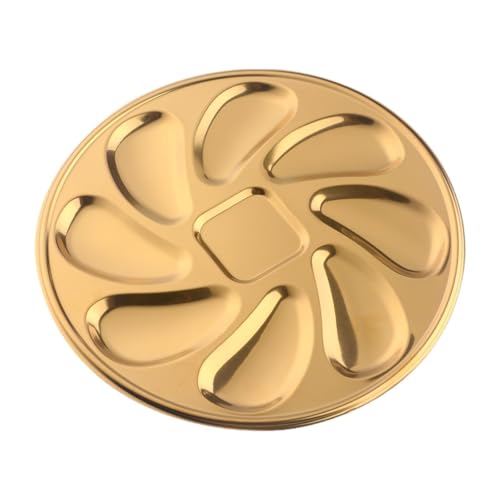 Qianly Austernplatte Servierplatte Aus Edelstahl mit 8 Mulden Mehrzweck Backblech Grillplatte Meeresfrüchteschale für Festliche Tafel Familientreffen Gastron, Golden von Qianly