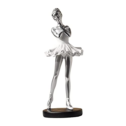 Qianly Ballerina Statuen Figuren Harz Mädchen Figur Dekoration Ballett Tänzerin Skulptur Statuette für Esstisch Einweihungs Bücherregal Hochzeit, Stil D Silber von Qianly