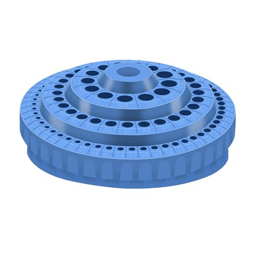 Qianly Bohrer Organizer Drehbarer Bohrerhalter Runder Aufbewahrungsbehälter Werkzeugständer mit 100 Löchern für Einfachen Zugriff für Werkstatt Und Garage, Blau von Qianly