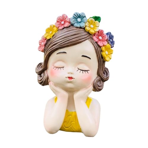 Qianly Fee Blumentopf Blume Vase Figurine Anordnung Anlage Container für Outdoor Home, Gelber Mantel von Qianly
