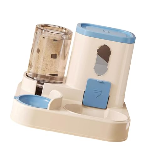 Qianly Futterautomat mit Wasserspender Tragbarer Trockenfutterspender Und Auslaufsichere Futter Und Wasserstation für Die Fütterung von Haustieren bei Abwe, Blau Qianly Futterautomat mit Wasserspender Tragbarer Trockenfutterspender Und Auslaufsichere Futter Und Wasserstation für Die Fütterung von Haustieren bei Abwe, Blau von Qianly