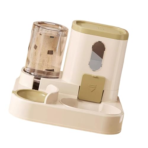 Qianly Futterautomat mit Wasserspender Tragbarer Trockenfutterspender Und Auslaufsichere Futter Und Wasserstation für Die Fütterung von Haustieren bei Abwe, Khaki Qianly Futterautomat mit Wasserspender Tragbarer Trockenfutterspender Und Auslaufsichere Futter Und Wasserstation für Die Fütterung von Haustieren bei Abwe, Khaki von Qianly