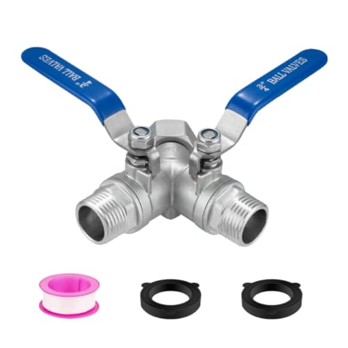 Qianly Gartenschlauchanschluss 2-Wege-hahn Verteiler aus Rostfreiem Stahl mit Großer Bedienfläche für Gartenarbeit Wasserversorgung von Qianly