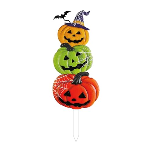 Qianly Gartenstecker Als Metall Dekoration Und Gartenfigur EIN Und Beetstecker Eine Kunstvoll Gestaltete Kürbisfigur Aus Eisen für Halloween U, L von Qianly
