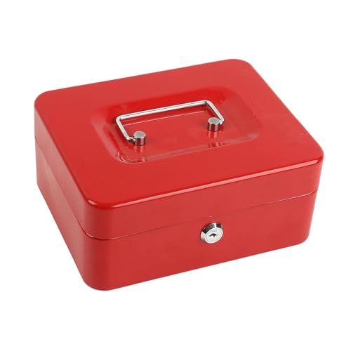 Qianly Geldkassette Ordnungsbox Dekobox Spardose Modern Gestalteter Organizer mit Verschluss für Karten Und Schmuck Als Geschenk Zur Einschulung, Rot von Qianly