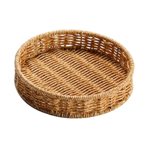 Qianly Imitation Rattan Runder Obstteller Brotaufbewahrungskorb Servierkorb für Obst, S von Qianly