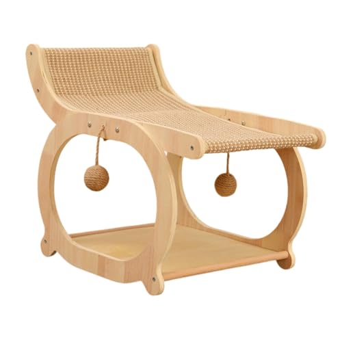 Qianly Indoor Katzenkratzbrett mit Hängenden Bällen Und Modernem Design Zum Entspannen, Hellbraun Qianly Indoor Katzenkratzbrett mit Hängenden Bällen Und Modernem Design Zum Entspannen, Hellbraun von Qianly