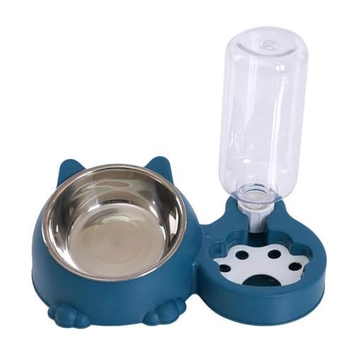 Qianly Katzen Futternapf Set mit Doppelter Futterschale Edelstahl Und Wasserbehälter Abnehmbar Kippsichere Konstruktion Einfache Reinigung für Kleine, Blau Qianly Katzen Futternapf Set mit Doppelter Futterschale Edelstahl Und Wasserbehälter Abnehmbar Kippsichere Konstruktion Einfache Reinigung für Kleine, Blau von Qianly
