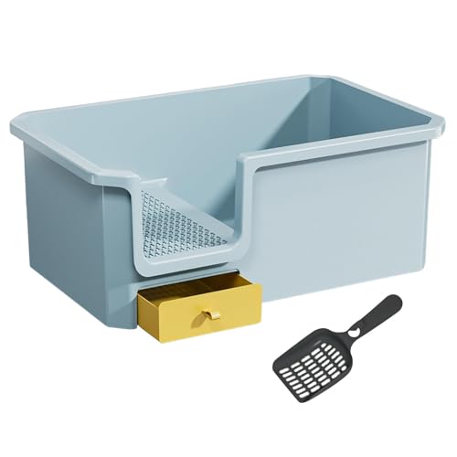 Qianly Katzenstreuwanne Extra Große Katzenstreupan mit Hochwand Seiten Geschlossene Streukiste Niedriger Einstieg Anti Spritzenschutz mit Schaufel Pp, Blau Qianly Katzenstreuwanne Extra Große Katzenstreupan mit Hochwand Seiten Geschlossene Streukiste Niedriger Einstieg Anti Spritzenschutz mit Schaufel Pp, Blau von Qianly