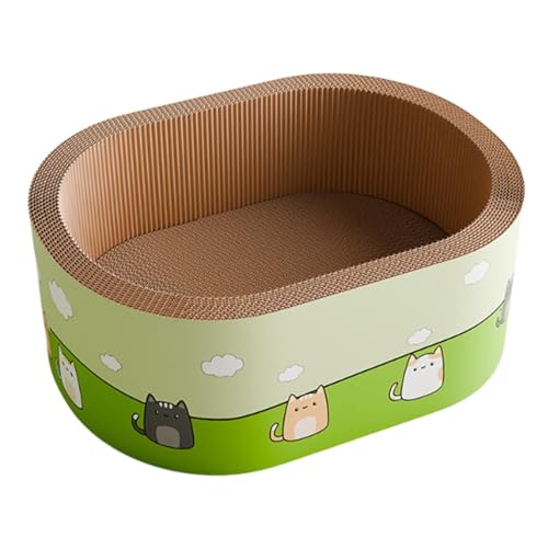Qianly Kratzbrett Kratzmöbel Katzenlounge Haustierbett Katzennest mit Stabiler Basis Aus Langlebiger Wellpappe Zum Schutz Ihrer Möbel für Den Täglichen Gebr, Oval von Qianly
