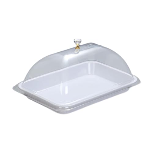 Qianly Kuchenplatte Transparent Servierschale mit Deckel Staubschutz Lebensmittelabdeckung für Konditorei Garten Familienfeier Küche, Weiß von Qianly