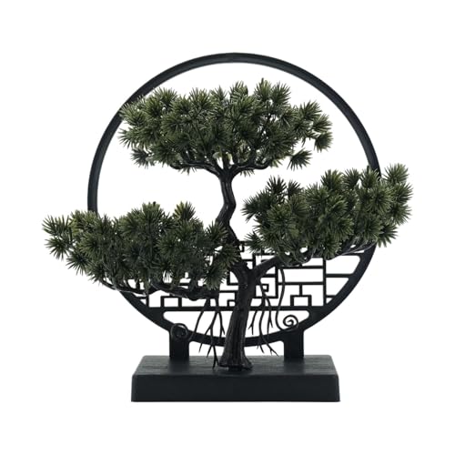 Qianly Künstlicher Bonsai Baum Als Kunstpflanze Und Zimmerbonsai Eine Tischdekoration Als Pflanzenimitat für Geschmackvolle Raumdeko für Inneneinrichtung Und, Dunkelgrün von Qianly