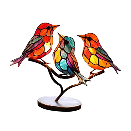 Qianly Metall-Vögel-Skulptur, Vogelstatue, Mehrfarbig, Kunsthandwerk, Elegante Vögel, Desktop-Ornament, Heimdekoration für Büro, Esszimmer, Auto, Gartentisch, 16cmx17,5cmx8cm von Qianly