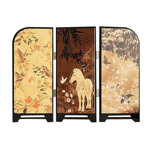 Qianly Mini-faltwand Ästhetische Tischdekoration Traditionelle Chinesische Kunst Feng Shui Ornament für Wohnzimmer Büro Eingangsbereich, Pferd von Qianly
